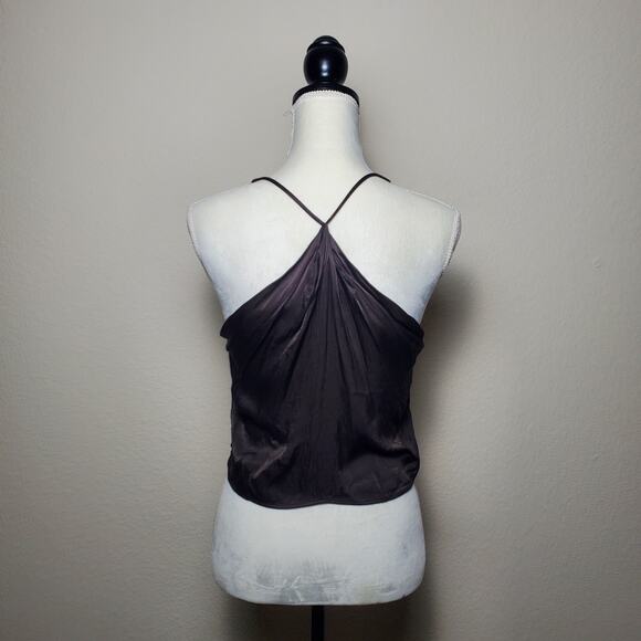 Zara Brown Satin Crop Top Medium - Picture 2 of 6